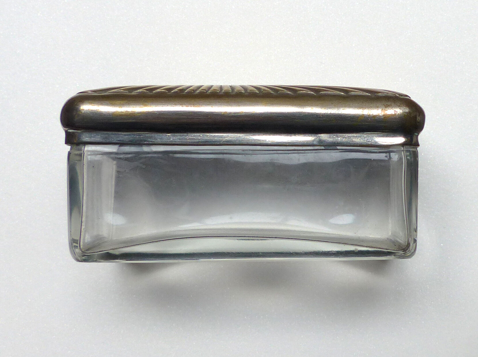 Glass and metal soap box