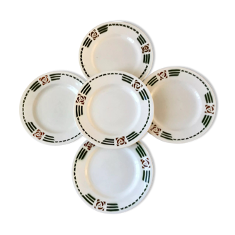 Lot of 5 flat plates Salins E. Charbonnier model "Courbet" 30s