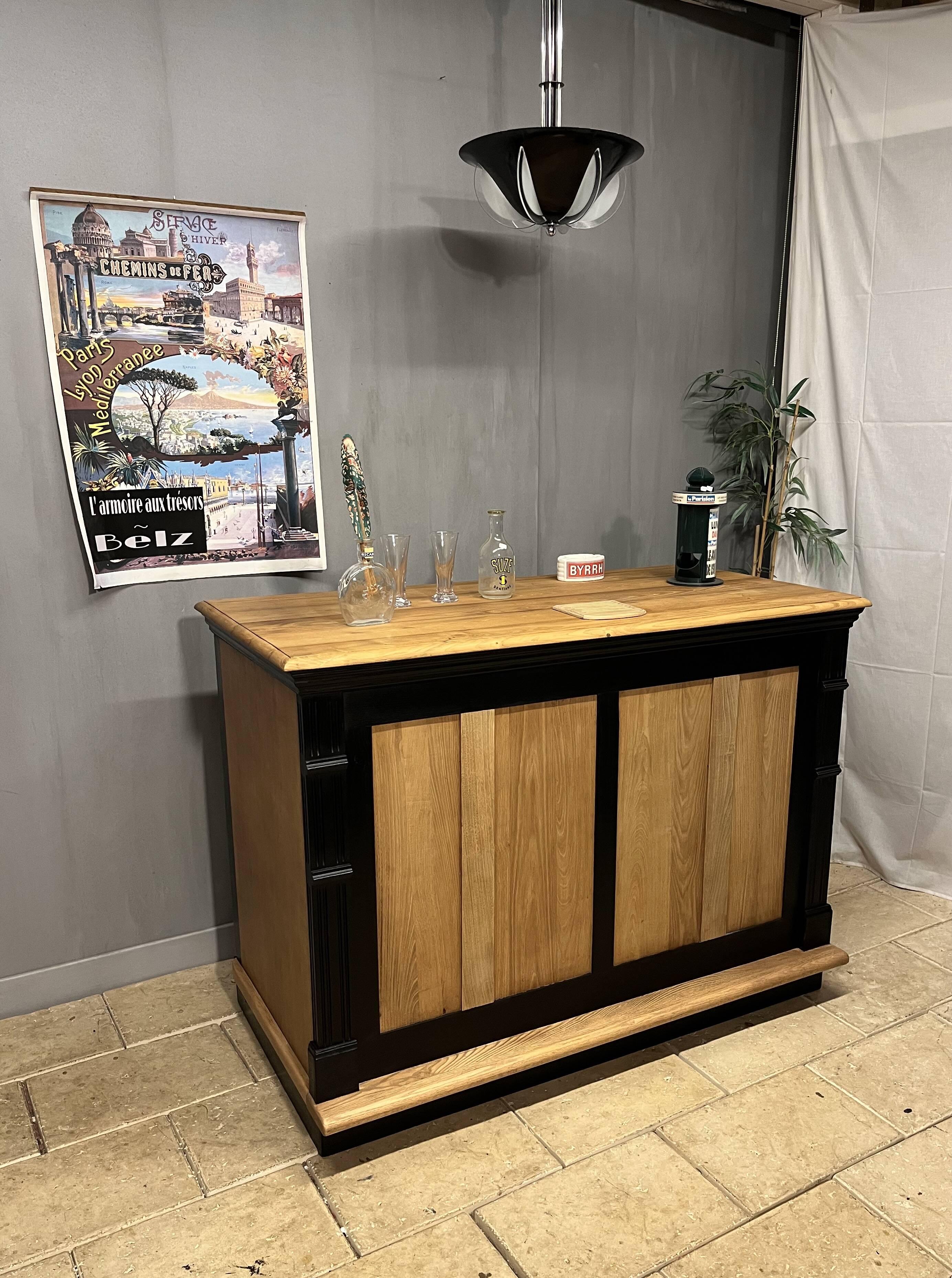 Bar à vin glacière chêne meuble métier comptoir bistrot