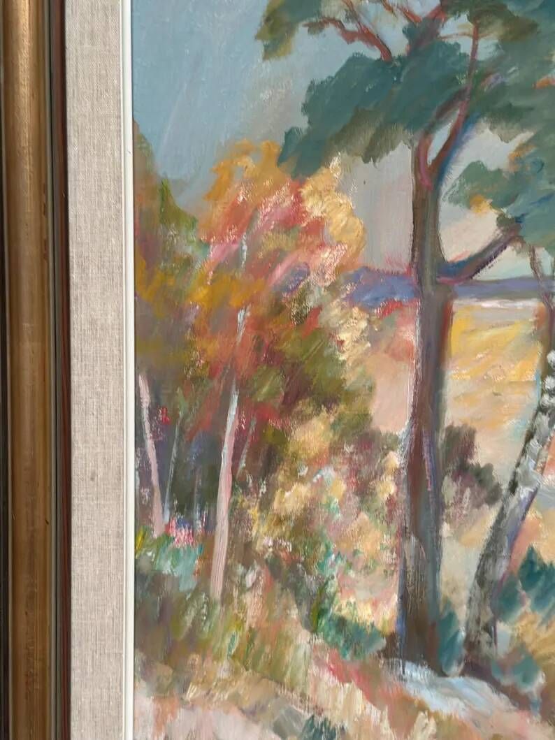 Large Original Swedish Oil on Canvas - “Forest” by Katharina Fontain - Signed - Vintage & Framed - 60 × 80 cm (23.6" × 31.5")