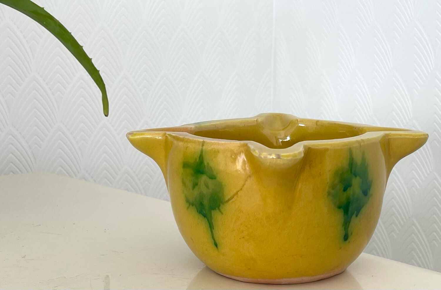 Vintage glazed stoneware mortar