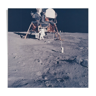 Superbe photographie historique  chromogénique de 1969 1er pas sur la lune.