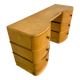 Old beech desk in art deco style with drawer, vintage 60s