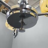 Art Deco Chandelier by Napako, Chrome & Marble Glass, 1930s