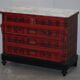 Victorian Commode with Tartan Upholstery and Marble Top