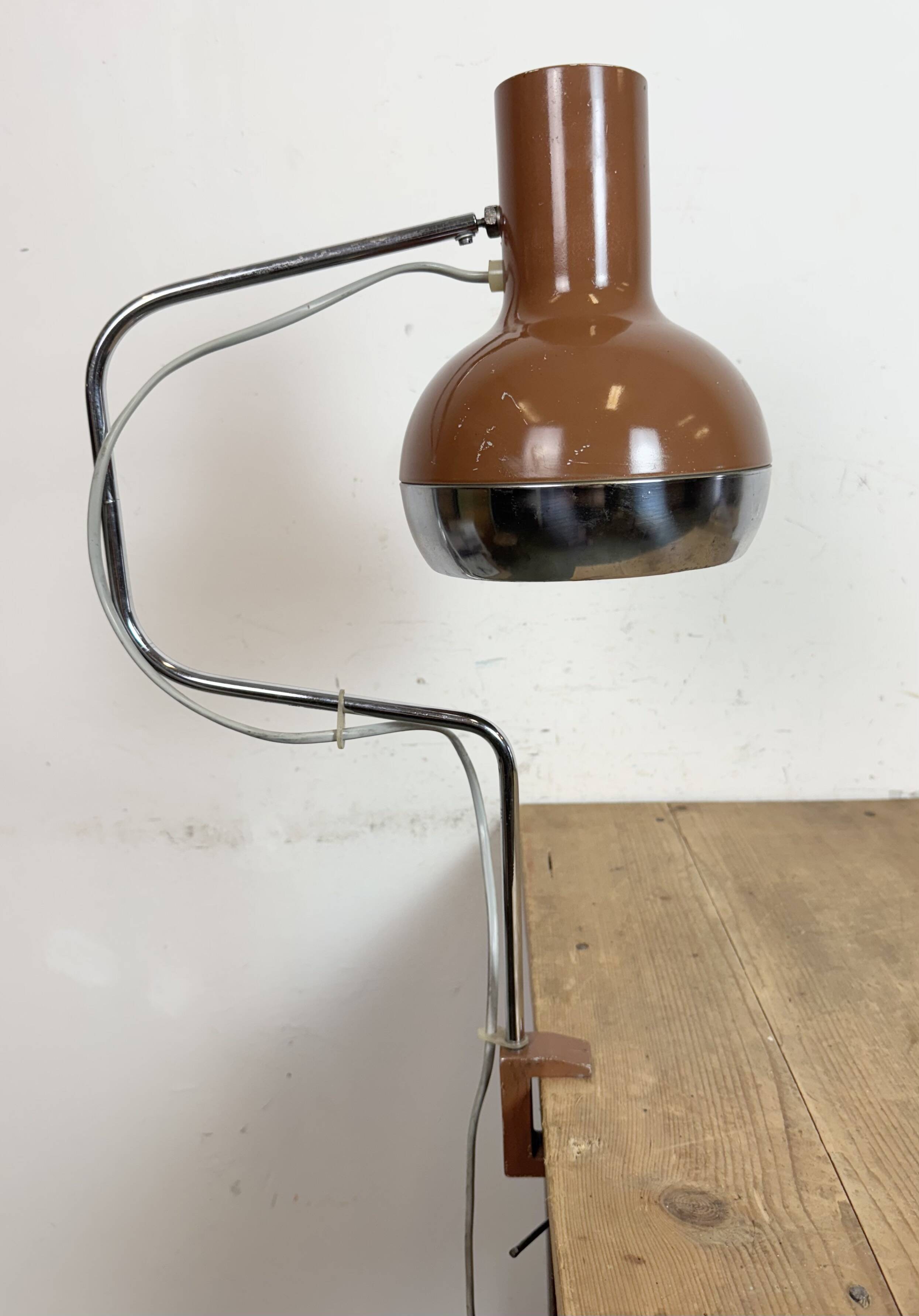 Lampe de bureau industrielle marron, années 1970