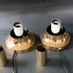 2 lampes de table globes bullés et laiton Limburg 1970