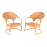 Pair of wicker armchairs