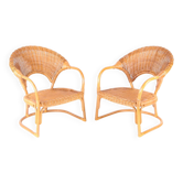 Pair of wicker armchairs