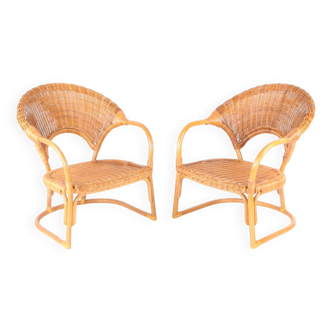 Paire de fauteuls en osier
