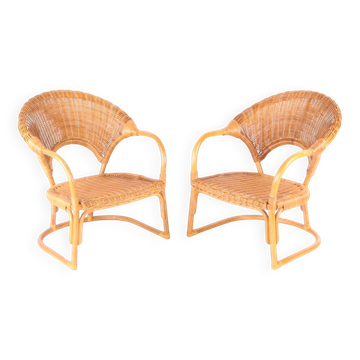 Paire de fauteuls en osier