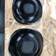 Series 12 old black opaline plates with vintage art deco flower decor
