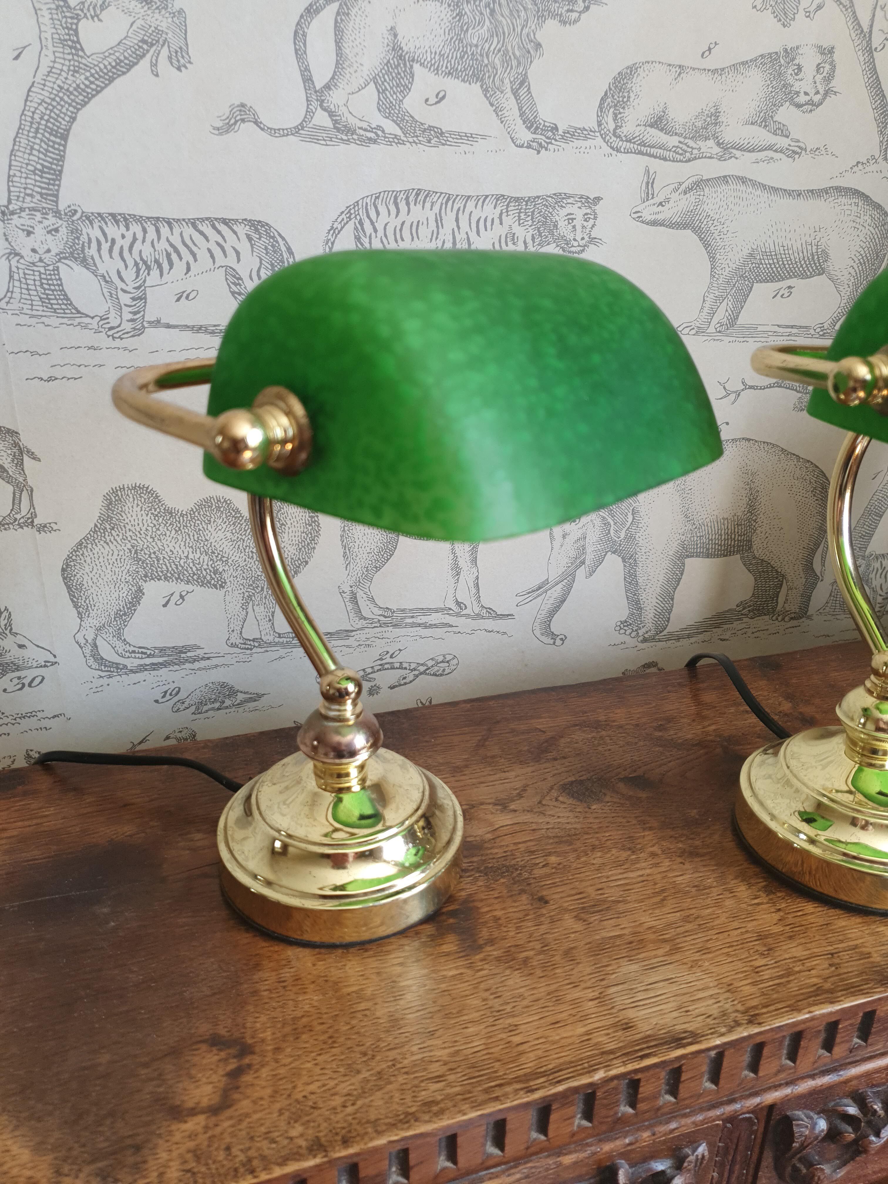 Pair of notary or banker lamps