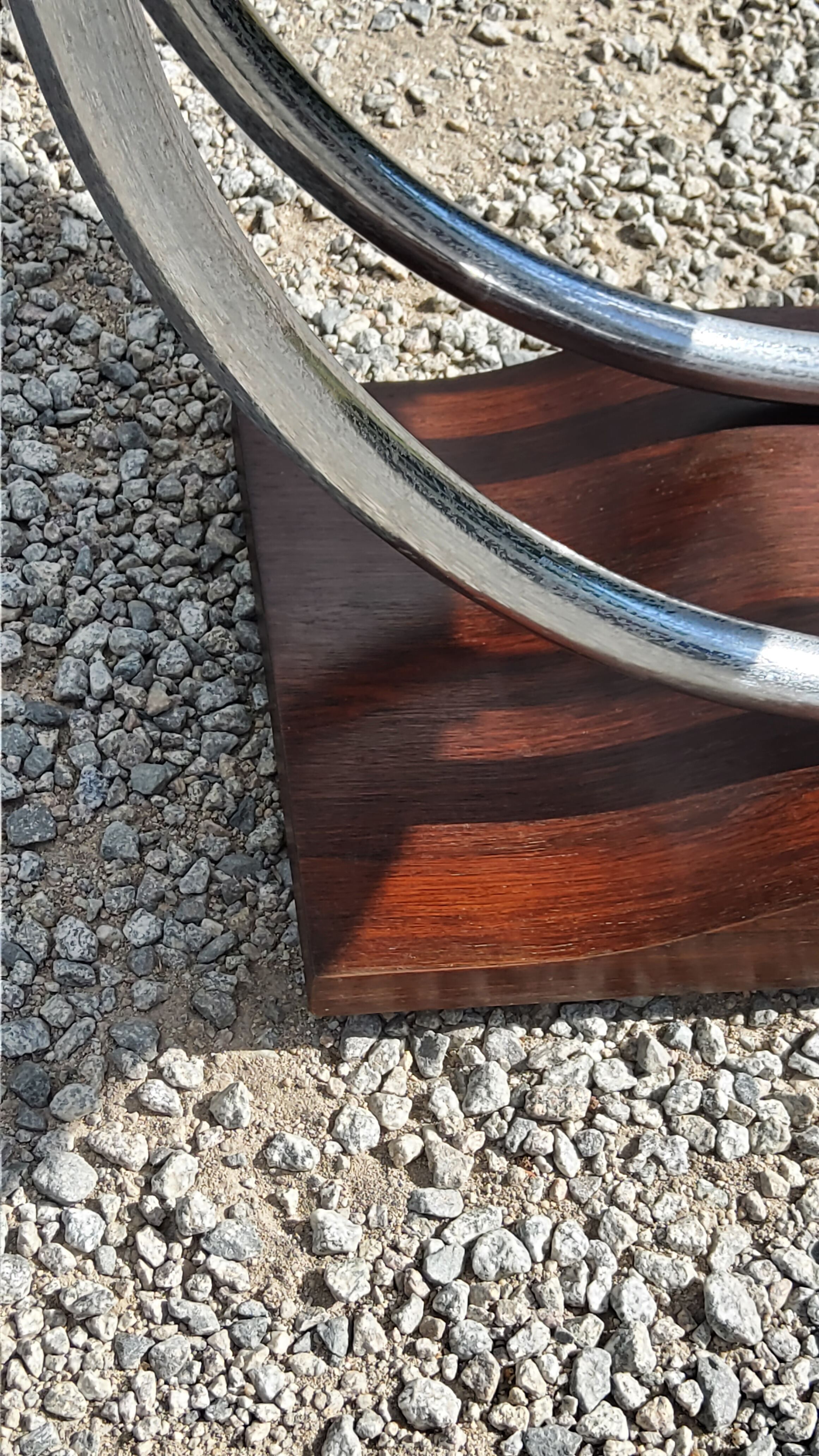 Art deco coffee table mirror base chrome and rosewood