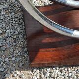 Art deco coffee table mirror base chrome and rosewood