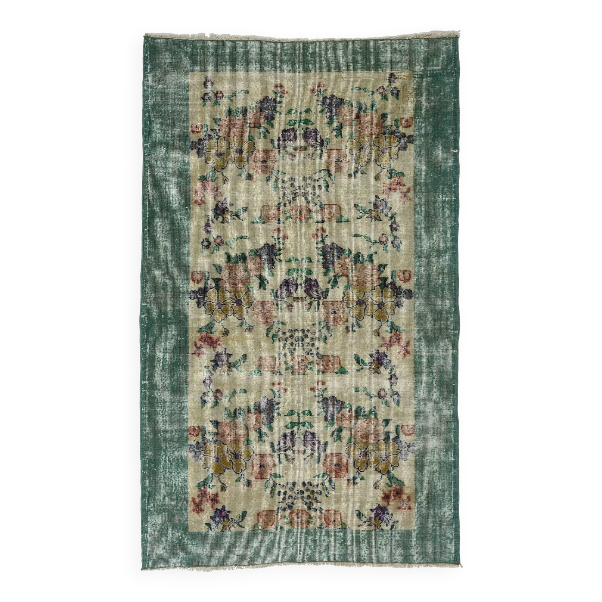 Turkish Anatolian Handmade Vintage Area Rug 194 cm x 109 cm