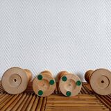 Set of Scandinavian walnut coil candle holders