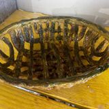 Vintage woven ceramic basket / empty pocket 19 / 25 cm