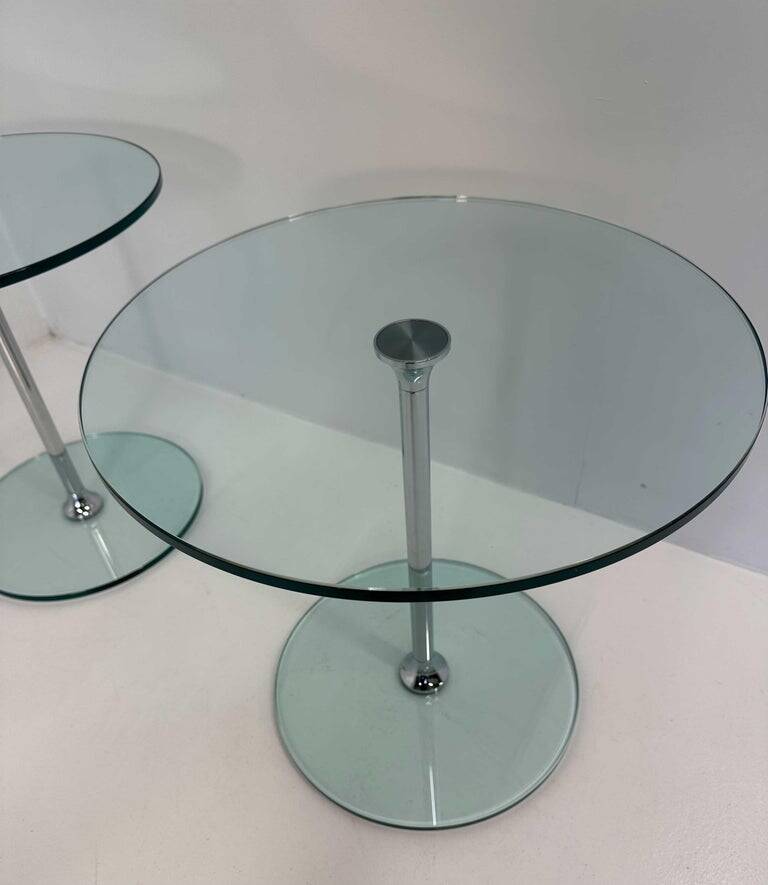 Italian Mid Century Chromed Metal And Glass Coffee Table, 1970s