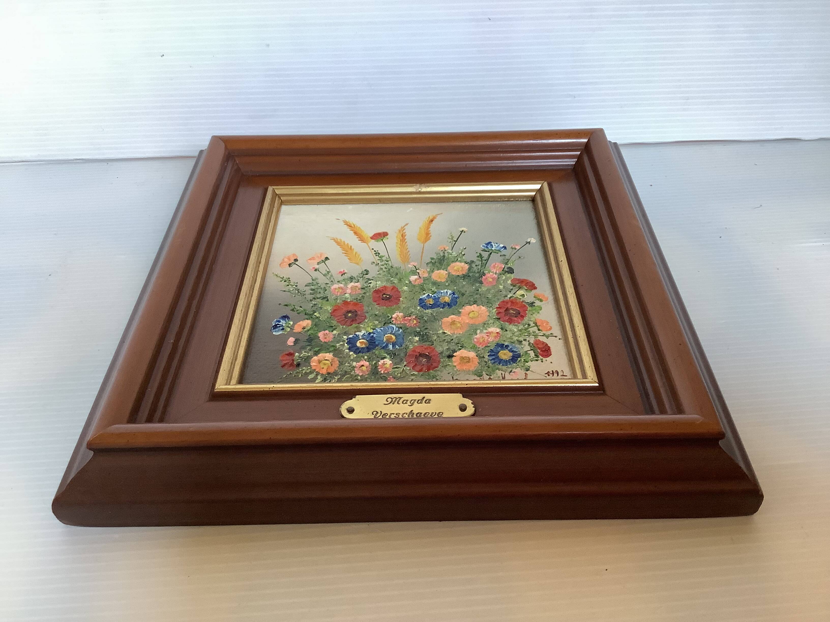 Oil painting frame on hardboard ears of wheat by Magda Verschaeve