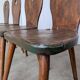 Set of 4 Vintage Brutalist Wooden Chair / Rustic Farmhouse Dining Chair