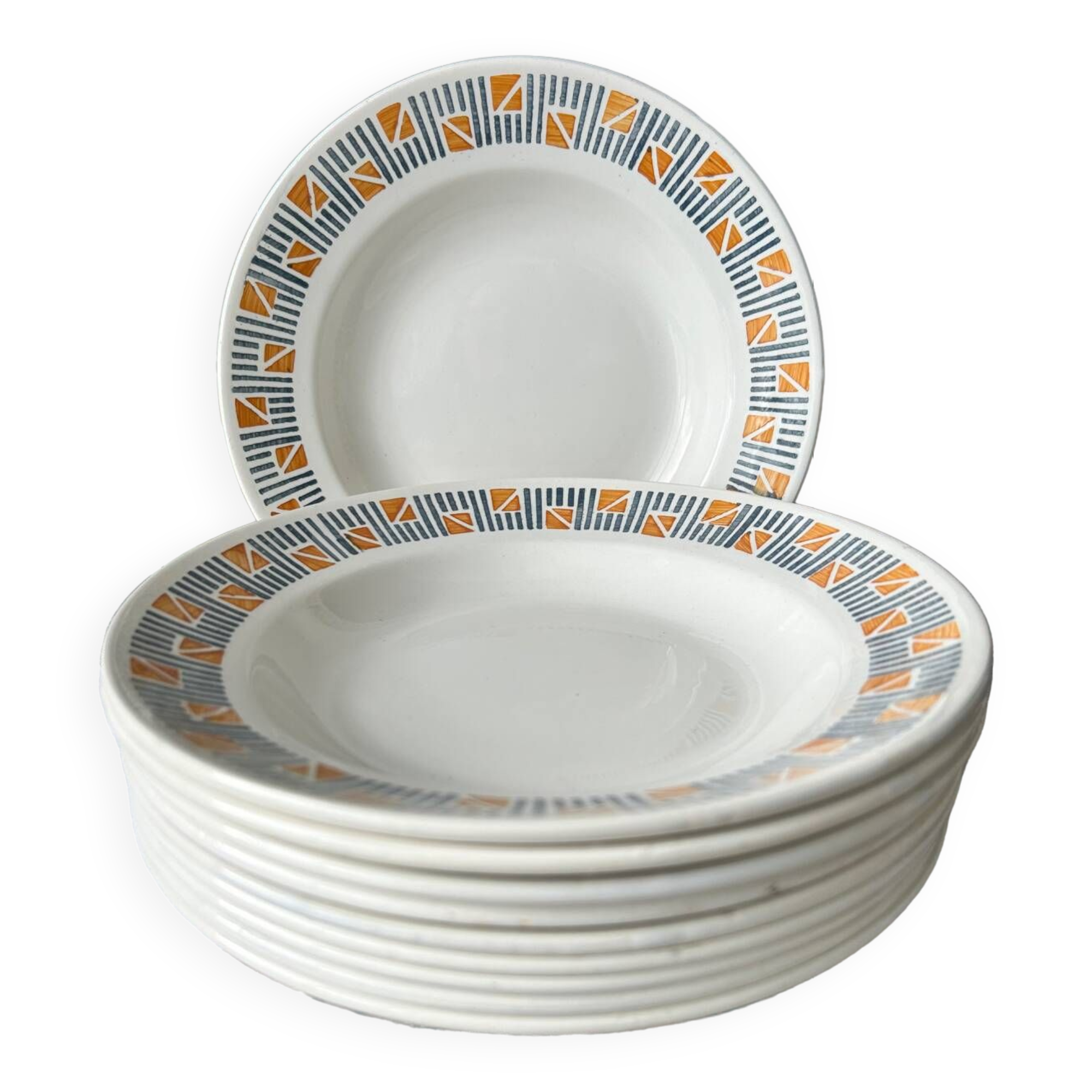 Lot 10 assiettes creuses Dolly Faïencerie Nouvelle