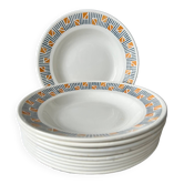 Lot 10 assiettes creuses Dolly Faïencerie Nouvelle