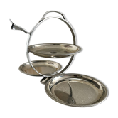 Rare folding servant Alessi Italy Inox 18/10 3 vintage trays with