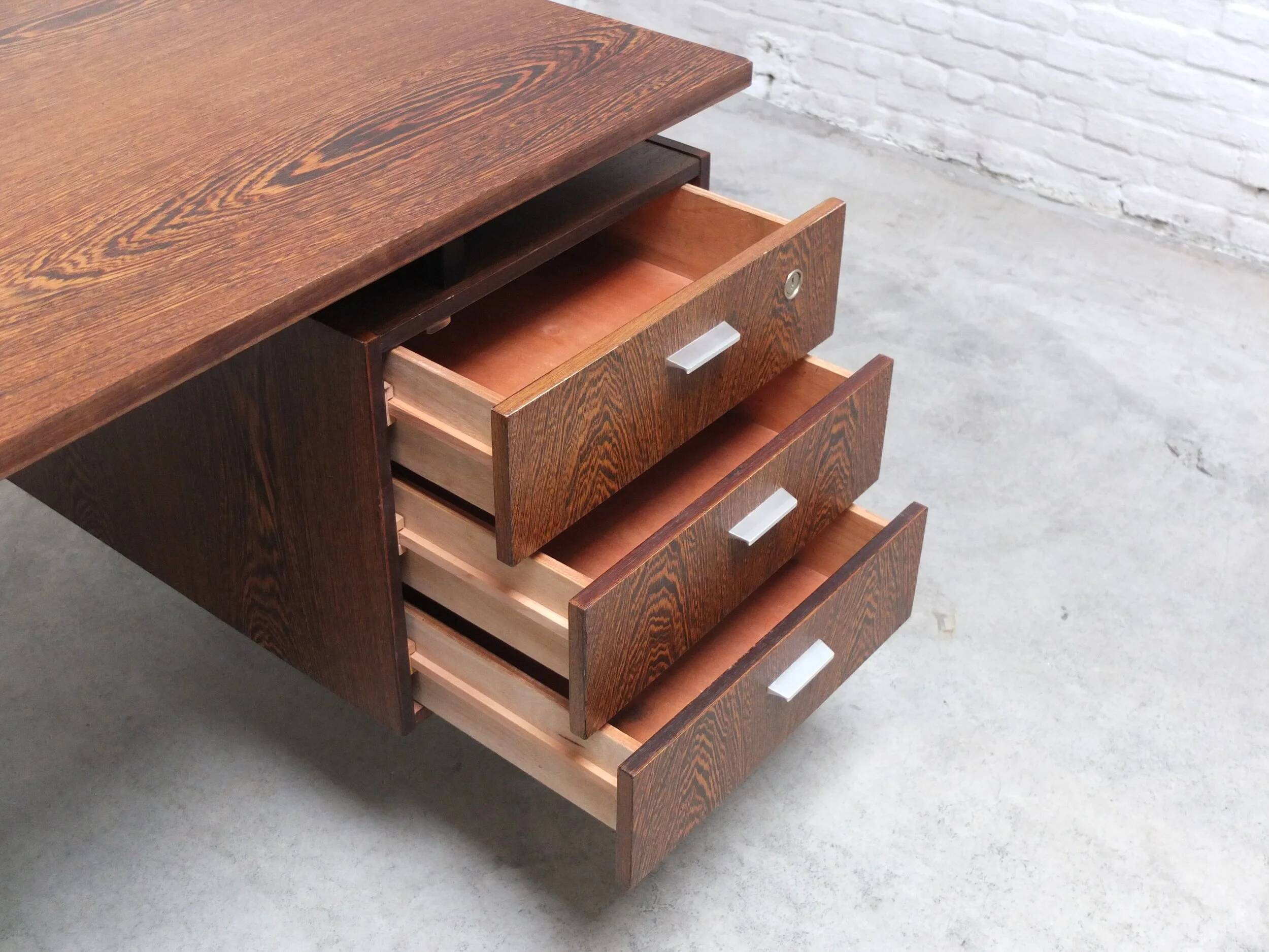 Freestanding modernist writing desk in wengé, 1960s