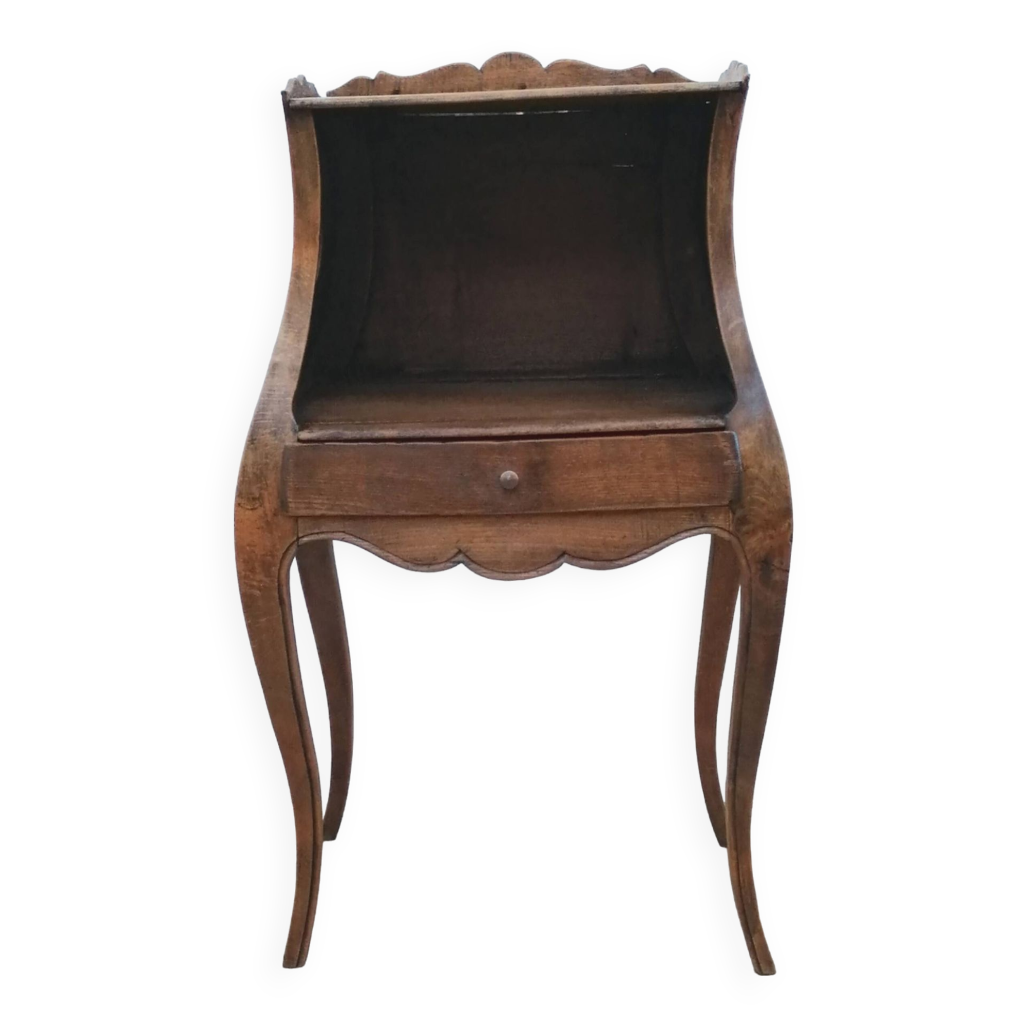 Belly bedside table with Louis XV style walnut mirror early 20th century 1920.