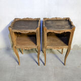 Pair of Louis XV style tables in solid oak, 1960