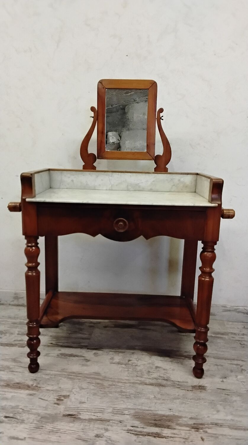 Antique dressing table/vanity unit in wood and marble