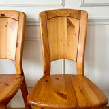 Set of 4 solid pine chairs in chalet style