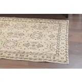 1970s Turkish Oushak Handmade Wool Cotton Beige Area Rug115x202