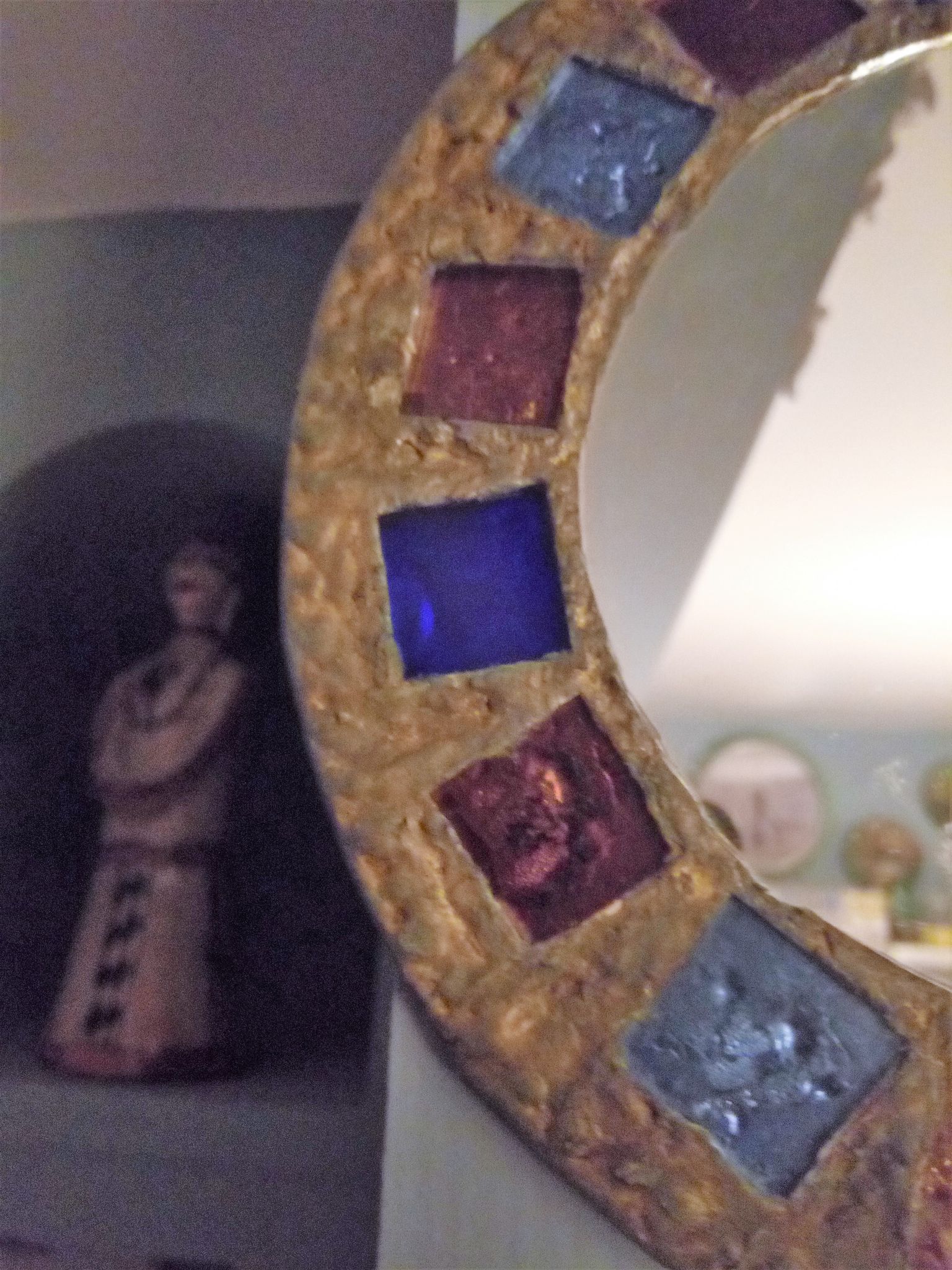 Lead and glass hand mirror