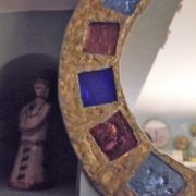 Lead and glass hand mirror