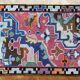 1960s Wool Rug with Vibrant Geometric Abstract Pattern