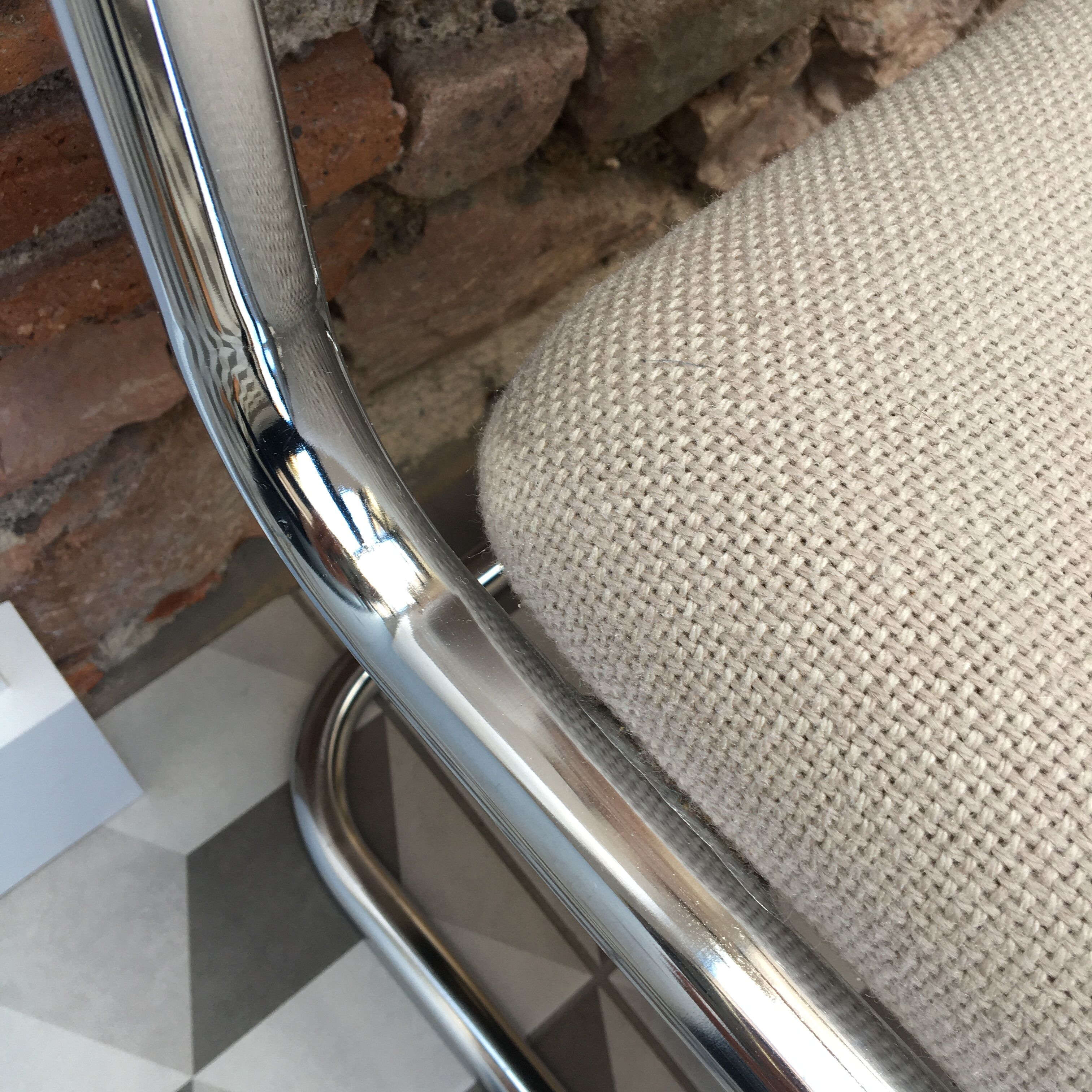 Strafor stainless steel office chair and light grey tweed