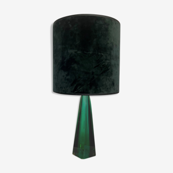 Lampe de table en cristal vert vintage