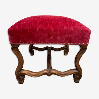 Foot rest stool Louis XIII velvet