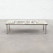 Brutalist Coffee Table by Pia Manu, Ceramic Top, Metal Base, Belgium