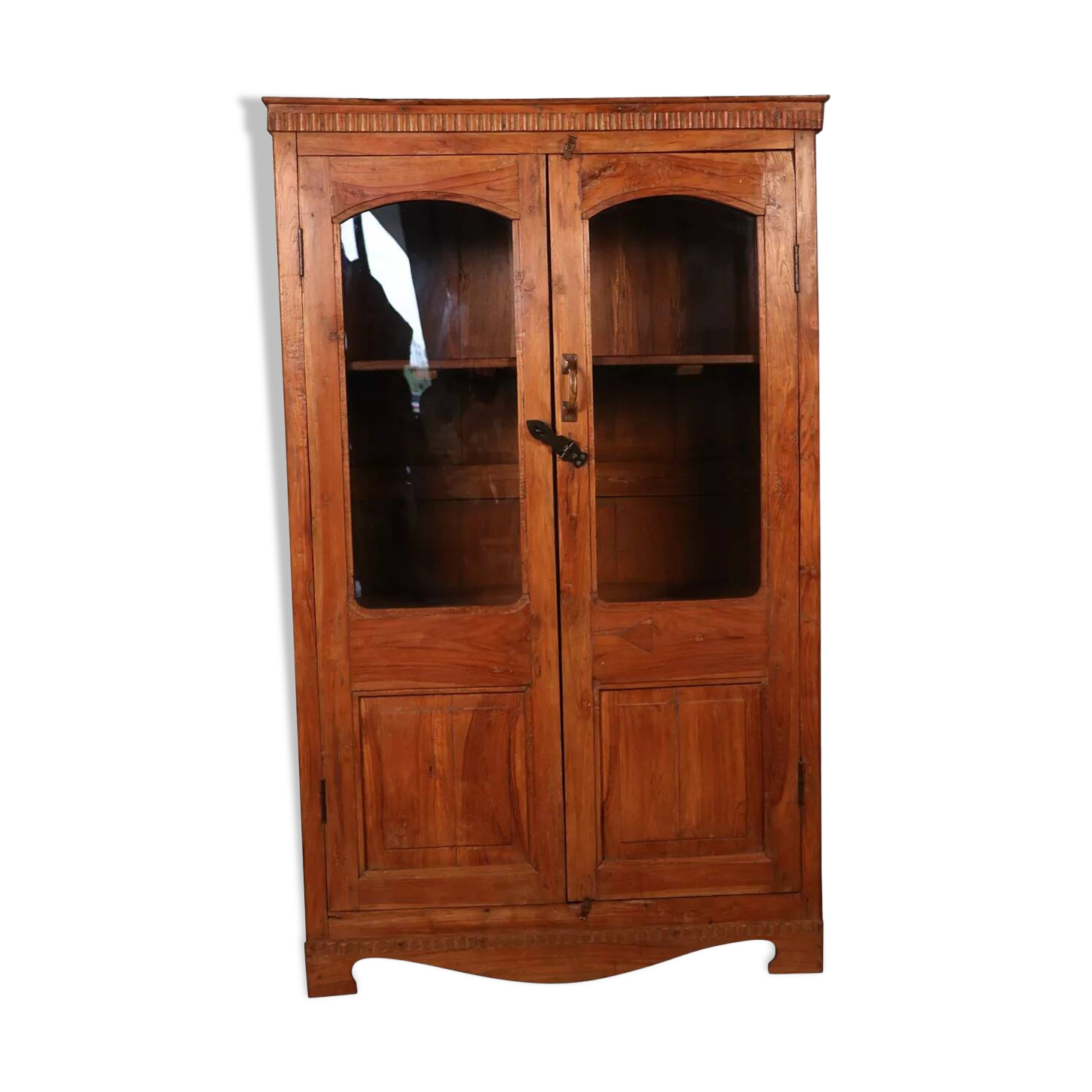 Antique Art Deco display cabinet in Burmese teak.