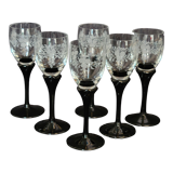 Set de 6 verres à liqueur bicolores à pied en verre gravé