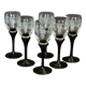 Set of 6 two-tone liqueur glasses with engraved glass foot