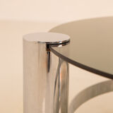 Circular coffee table & smoked glass 70's