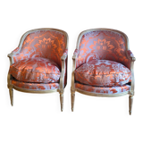 Pair of Louis XVI period shepherdesses, in gilded wood