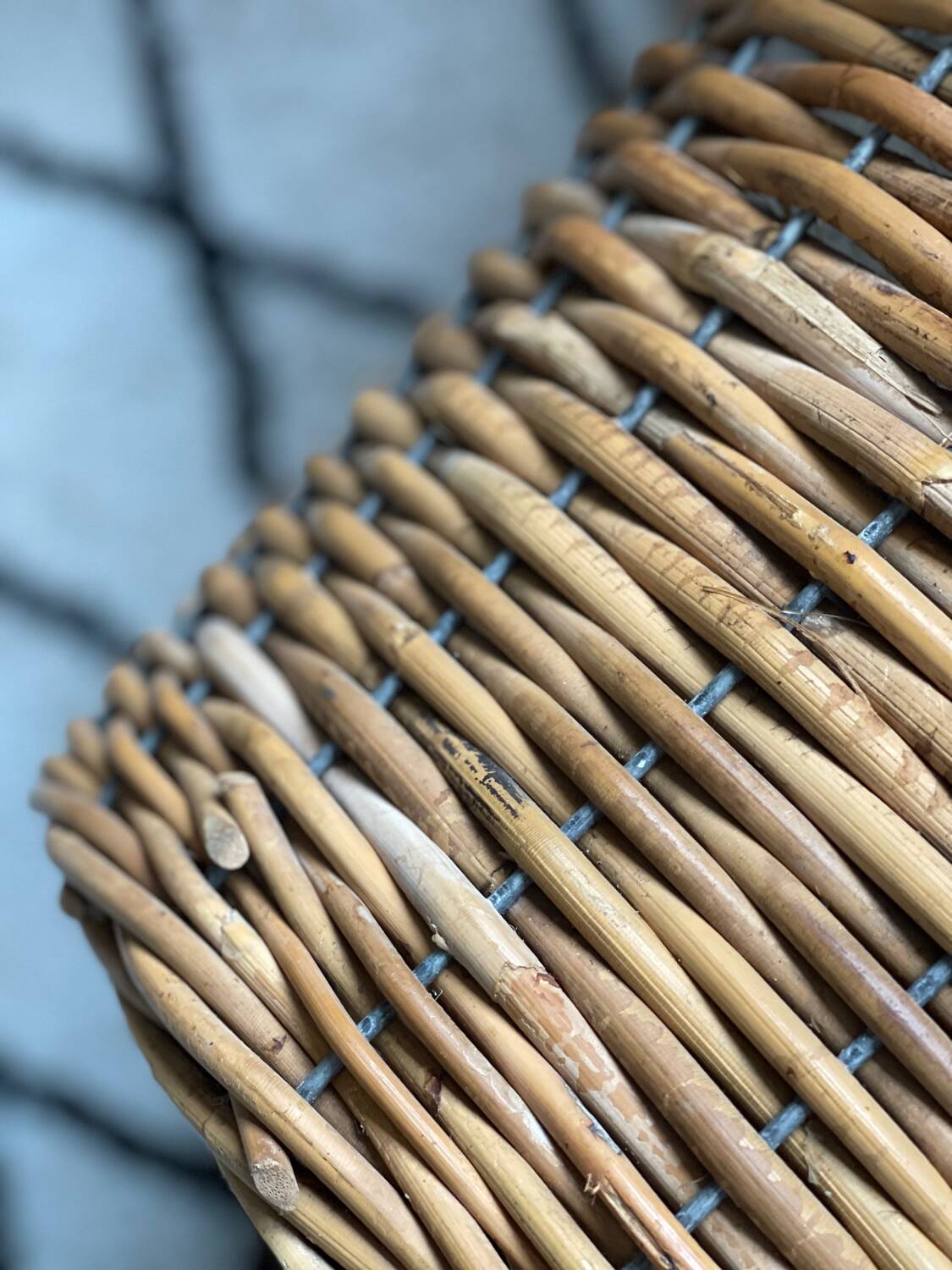 Old rattan and metal basket
