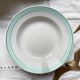 6 vintage LUNEVILLE earthenware soup plates, white, green and gold