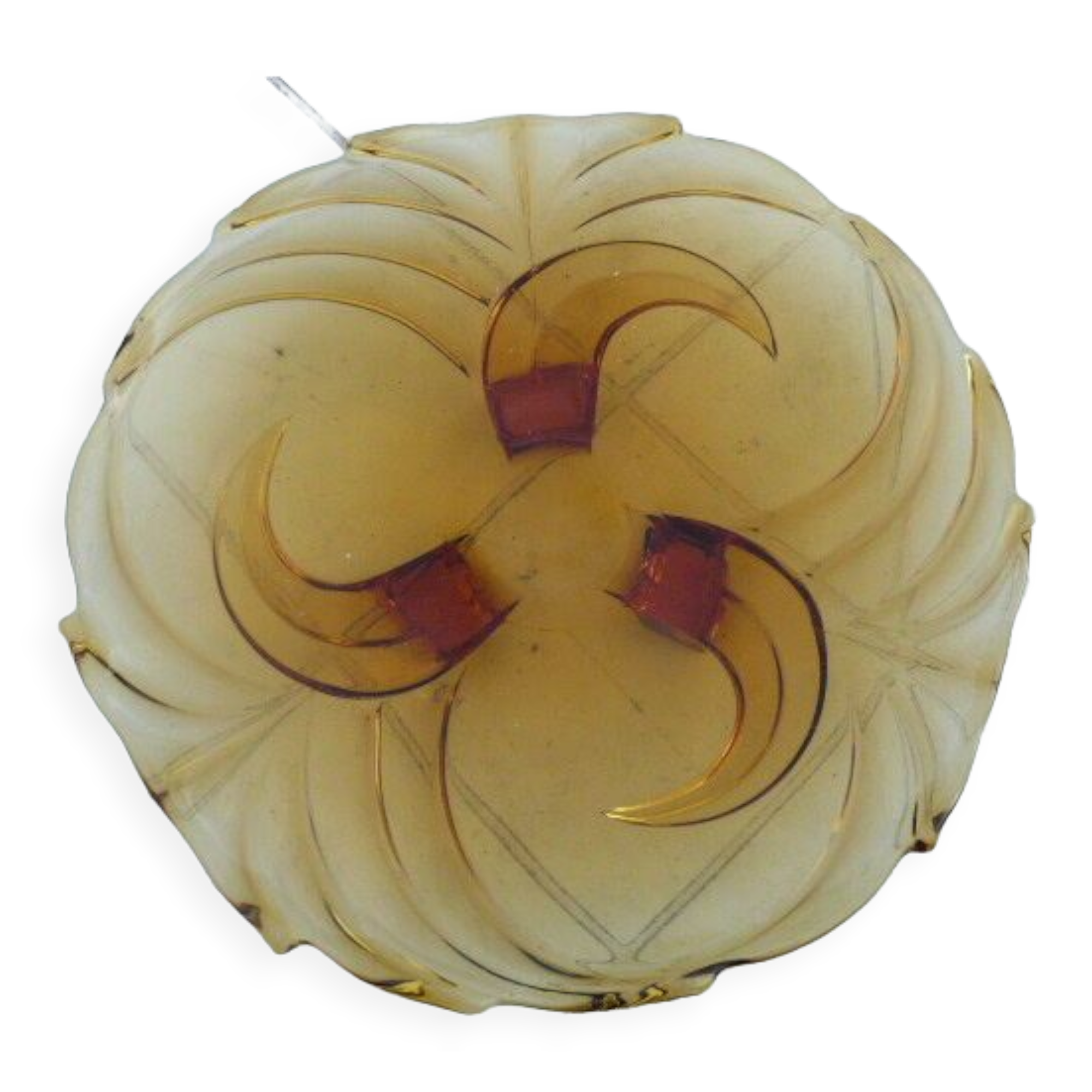 Empty cup tripod pocket in yellow smoked pressed glass