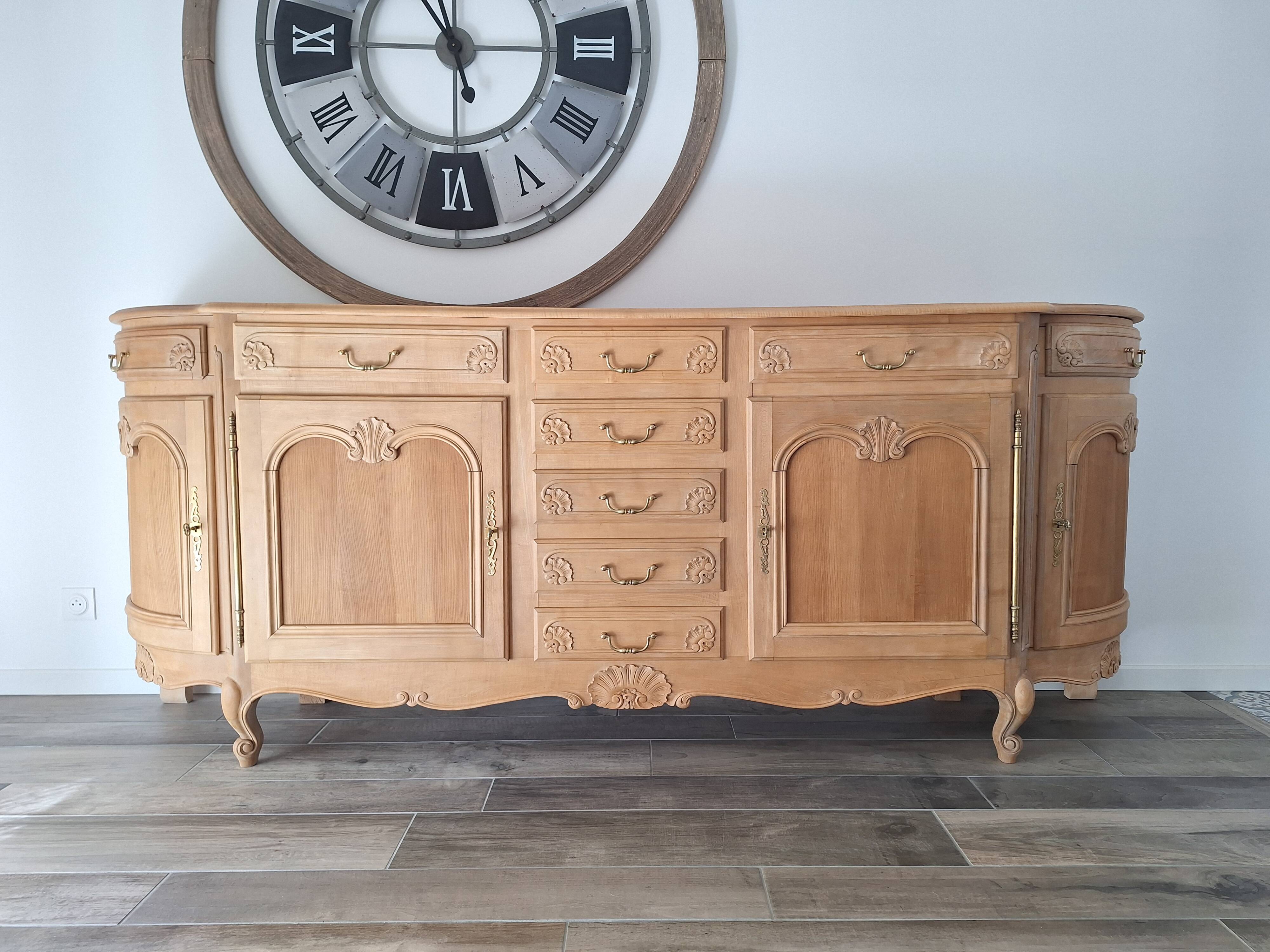 Low buffet in solid cherry wood renovated – Louis XV style – 250 cm